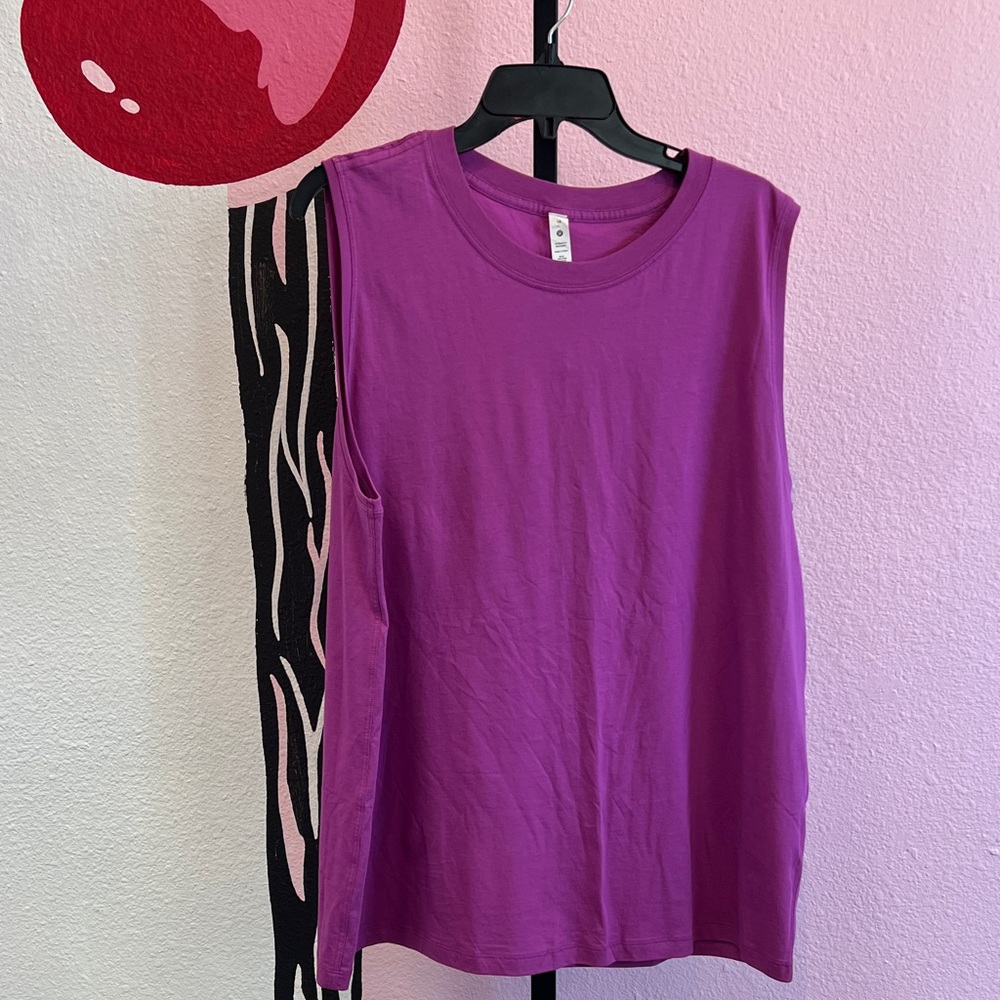 Lululemon Athletica Pima Cotton Vibrant Purple Sleeveless Top Size 14
